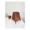 Makrome İpli Metal Masa ve Gece Lambası (Kare Konik - Kiremit)