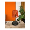 Lyris - Makrome Abajur, Mini Masa Lambası (Turuncu Başlık, Siyah Ayak)