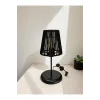 Lyris - Makrome Abajur, Mini Masa Lambası (Siyah Başlık, Siyah Ayak)