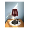 Lyris - Makrome Abajur, Mini Masa Lambası (Bordo Başlık, Siyah Ayak)