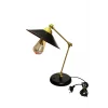 3 Nokta Hareketli Mafsallı Metal Masa Lambası (Gold Kol, Siyah Başlık)