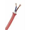 Kumaş Örgü Kablolu, Arapuar Anahtarlı Fiş (2X0,50) Kırmızı Beyaz Zigzag - 2 Metre