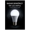Radar Hareket Sensörlü 9W E27 Led Ampul 6500K - 810 Lümen (1 Adet)