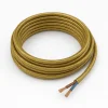 Dekoratif Kumaş Aydınlatma Elektrik Kablosu (2x0,50 TTR) (Simli Gold) 1 Metre