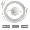 Fişli Yerpuarlı Kablo (Yassı)- Anahtarlı (2X0,50) Beyaz - 3 Metre