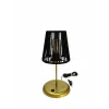 Lyris - Makrome Abajur, Mini Masa Lambası (Siyah Başlık, Gold Ayak)