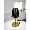 Lyris - Makrome Abajur, Mini Masa Lambası (Siyah Başlık, Gold Ayak)