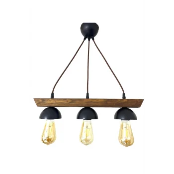 Sarkıt Üçlü Ahşap Avize SİYAH (AMPUL DAHİL DEĞİLDİR)