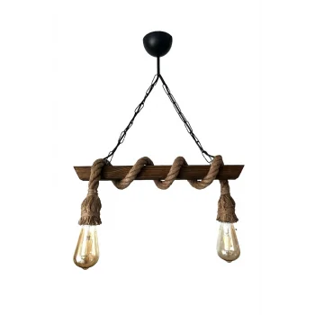 25mm Jüt Hasır İpli Rustik Ahşap Avize