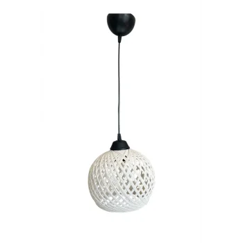 Sarkıt Ip Top Avize 20cm Başlık - Ekru Top (70CM Siyah KABLO)