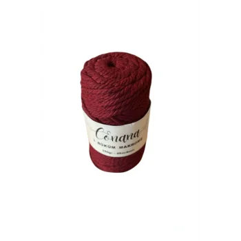3 Büküm 4mm Makrome İpi (250gr-45m) Pamuk (1 Adet) BORDO