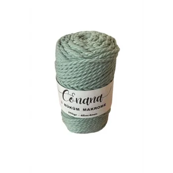 3 Büküm 4mm Makrome İpi (250gr-45m) Pamuk (1 Adet) KÜF YEŞİLİ