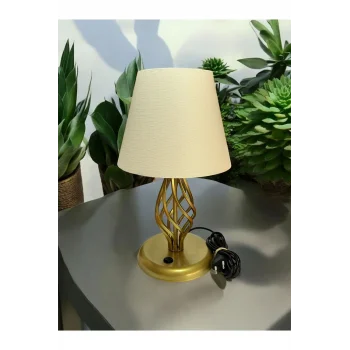 Modern Tasarım Metal Abajur (22 Cm Ekru Pvc Başlık)