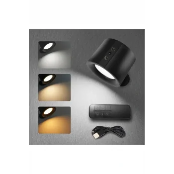 Çift Yönlü Led Aplik (Usb Type C Şarjlı) 3 Mod Renkli, Dimmerli, Kumandalı