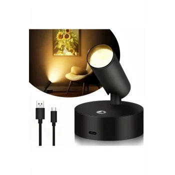 Dokunmatik Şarjlı Led Aplik Yönlendirilebilir (Usb Type C Şarjlı) 3 Mod Renkli, Dimmerli