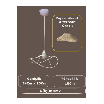 Yaprak Avize Teli , İskeleti (Küçük Boy 34x23 Cm) Beyaz Statik Boyalı (Duy Takımı Dahil)