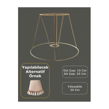 Konik Abajur Teli , İskeleti Krem Statik Boyalı E27 (25 Cm)