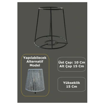Konik Aplik Teli , İskeleti Siyah Statik Boyalı E27 (Çap 10 Cm)
