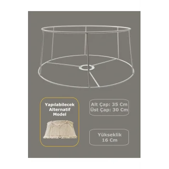 Kısa Konik Lambader Teli , İskeleti Beyaz Statik Boyalı - E27 (35 Cm)