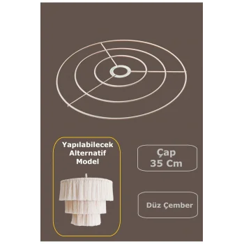 Düz Çember Avize Teli , İskeleti (35 Cm) Beyaz Statik Boyalı (E27 Duy Uyumlu)