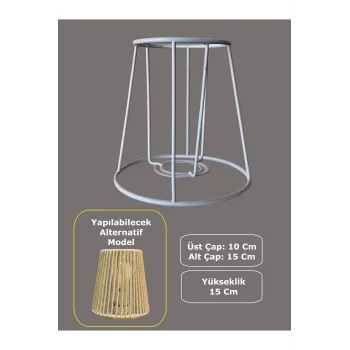 Konik Mini Abajur Teli ve Aplik Teli, İskeleti Beyaz Statik Boyalı E27 (15 Cm)