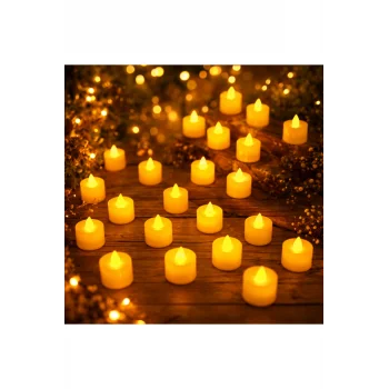 Tealigt - Pilli Led Mum (24 Adet) - Sarı Işık - (Pil Dahil 36 Saat)