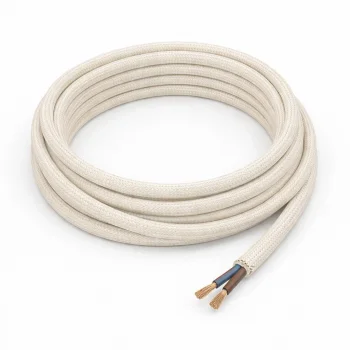 Dekoratif Kumaş Aydınlatma Elektrik Kablosu (2x0,50 TTR) (Ekru) 1 Metre