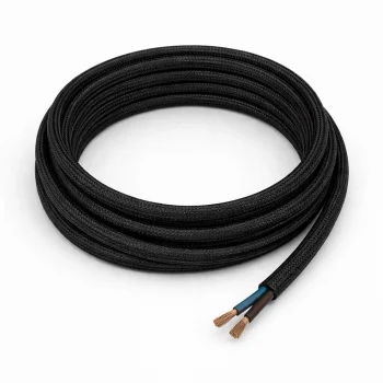 Dekoratif Kumaş Aydınlatma Elektrik Kablosu (2x0,50 TTR) (Siyah) 1 Metre