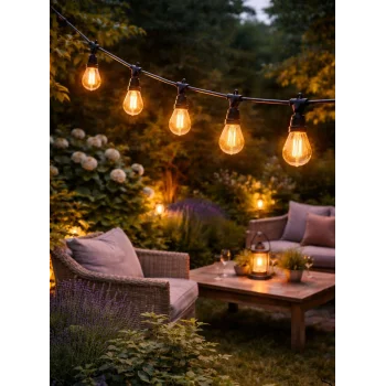 Sıralı Bahçe Duyu 5 Metre Kablolu 5 Duy E27 Su Geçirmez Dış Mekan, Fişli Kullanıma Hazır