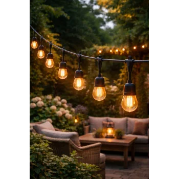Sıralı Bahçe Duyu 10 Metre Kablolu 10 Duy E27 Su Geçirmez Dış Mekan, Fişli Kullanıma Hazır
