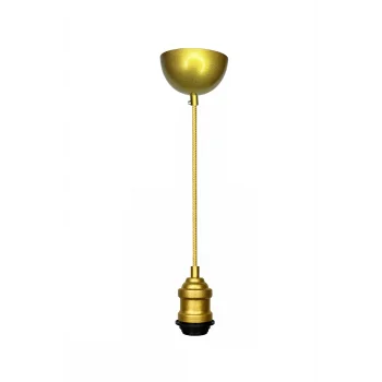 Dekoratif Sarkıt Avize Başlığı Takılabilir E27 Duy 70cm Metal Kumaş Örgü Kablo Gold B02