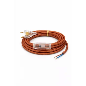 Kumaş Örgü Kablolu, Arapuar Anahtarlı Fiş (2X0,50) Simli Bakır- 2 Metre