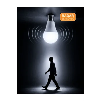 Radar Hareket Sensörlü 9W E27 Led Ampul 6500K - 810 Lümen (1 Adet)