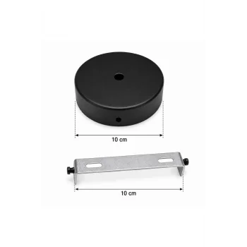 Aplik Arkası veya Avize Tavan Rozansı 10Cm (Mat Siyah) Metal
