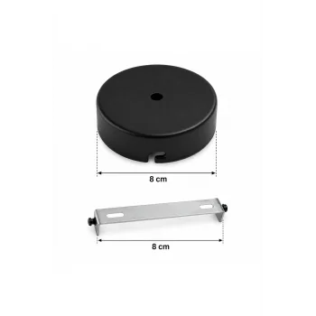 Aplik Arkası veya Avize Tavan Rozansı 8 Cm (Mat Siyah) Metal