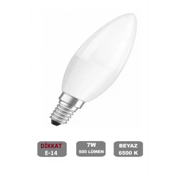E14 Buji Ampul Beyaz 6500K (7W - 500 Lümen)