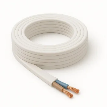 Aydınlatma Elektrik Kablosu Yassı Kablo (2x0,50 TTR Balık Sırtı Tip) (Tam Bakır) Beyaz 3 Metre