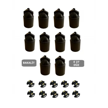 Bakalit Bahçe Duyu E27 Su Geçirmez Dış Mekan Vidalı Yağmur Duyu (250V-4A) 10 Adet