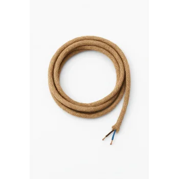 Dekoratif Jüt Hasır Aydınlatma Elektrik Kablosu (2x0,75 TTR) (8mm) 1 Metre