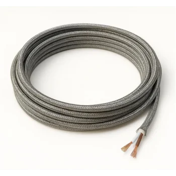 Dekoratif Kumaş Aydınlatma Elektrik Kablosu (2x0,50 TTR) (Simli Gümüş) 1 Metre