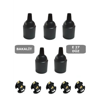 İtalyan E27 Duy - Vidalı Düz Duy (Bakalit) (250V 4A) 5 Adet