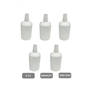 İtalyan Tip E27 Duy Vidasız Geçmeli Düz Bakalit Beyaz (250V-4A) 5 Adet