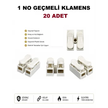 1 NO Klamens Vidasız Geçmeli (220V-10A)  (20 Adet)