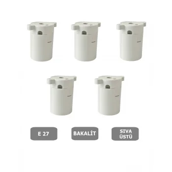 Sıva Üstü Duy E27 Vidasız Geçmeli Donanma Duyu Bakalit Beyaz (250V-4A) 5 Adet