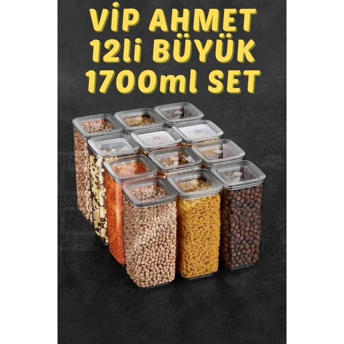 Sude Seri 12 Li 1700 Ml Vakumlu Saklama Kabı Seti