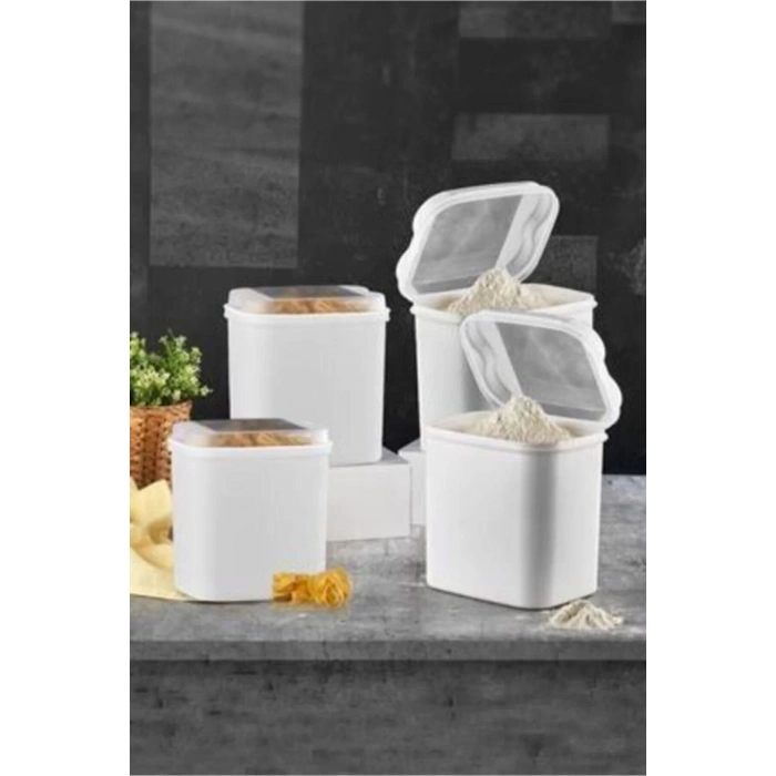 Masal Saklama Kutusu Erzak Kabı 6lı Set Beyaz Renk 4500 Ml