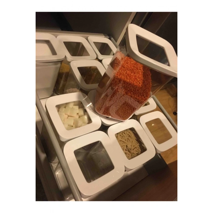 Vip Ahmet 12li 1200 ml Kare Vakum Kapaklı Saklama Kabı Erzak Kabı Dolap Düzenleyici Set