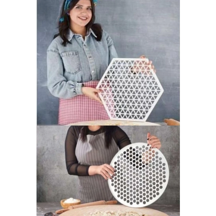 Pratik Altıgen Ve Üçgen Mantı Kalıbı Hamur Kesme Aparatı Xl 40 Cm 2li Set