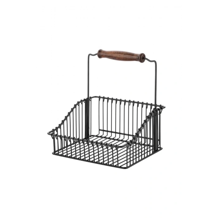 Siyah Ferforje Metal Sepet  20*20 Ve 53 cm Askı