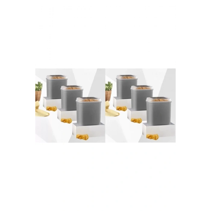 6 Adet 4.5 Lt Gri Masal Un Ve Saklama Kabı
